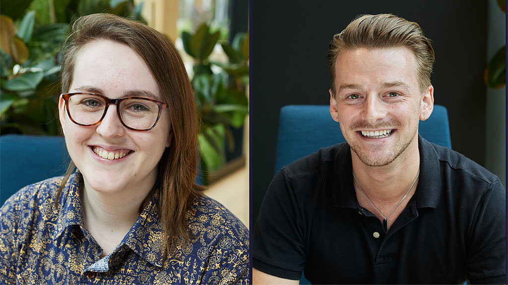 A man and a woman smiling.