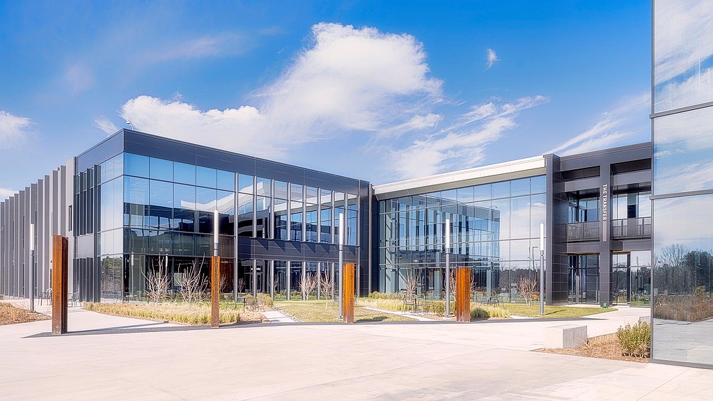 A building with glass walls.