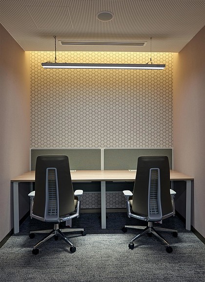 Quiet office corner with two swivel chairs
