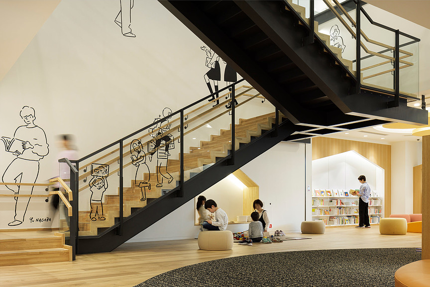 Toyohashi City Machinaka Library stairs