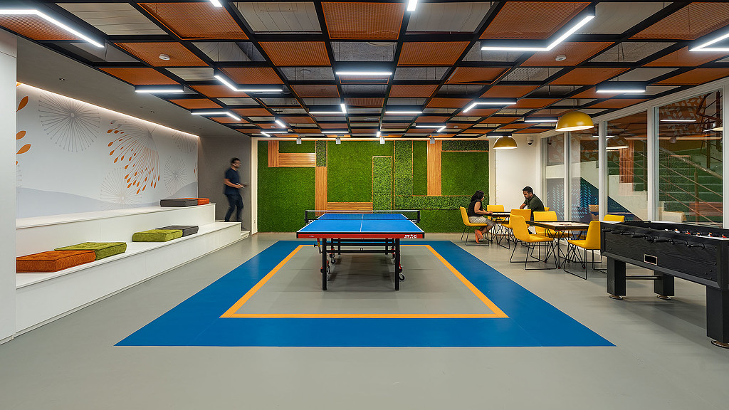 A person playing ping pong.