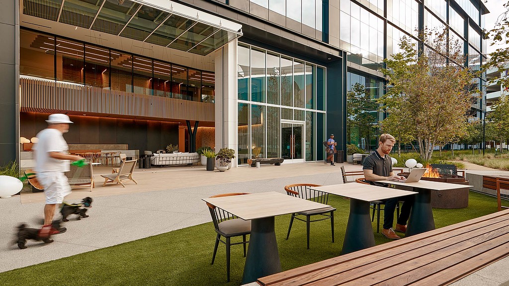 One Paseo outdoor space with tables