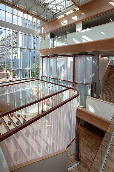 Chuo University Tama Learning Center atrium view from stairs