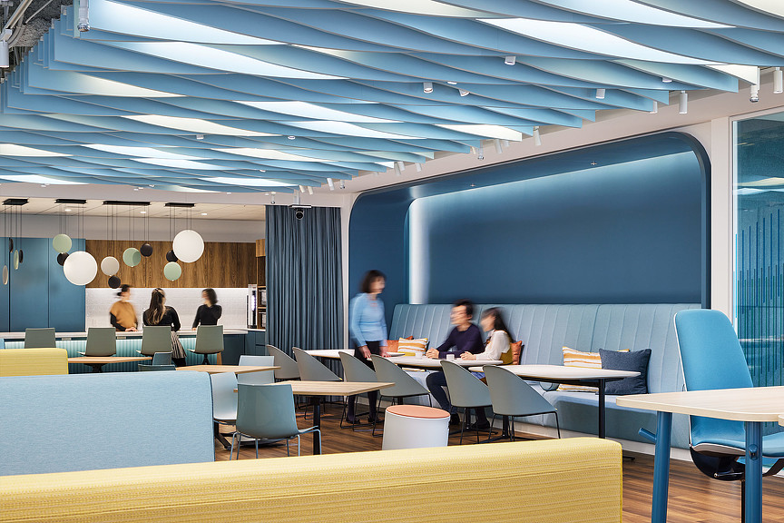 Tokyo law firm office interior with blue color scheme