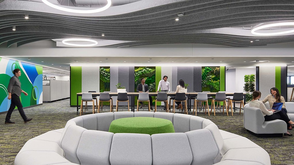 A group of people in a room.