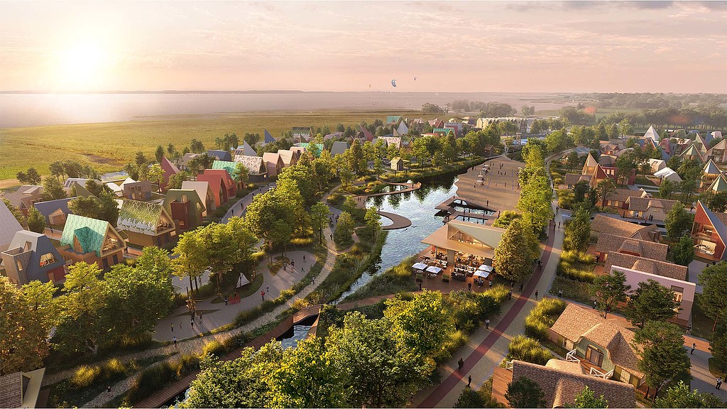 A city with a river running through it.