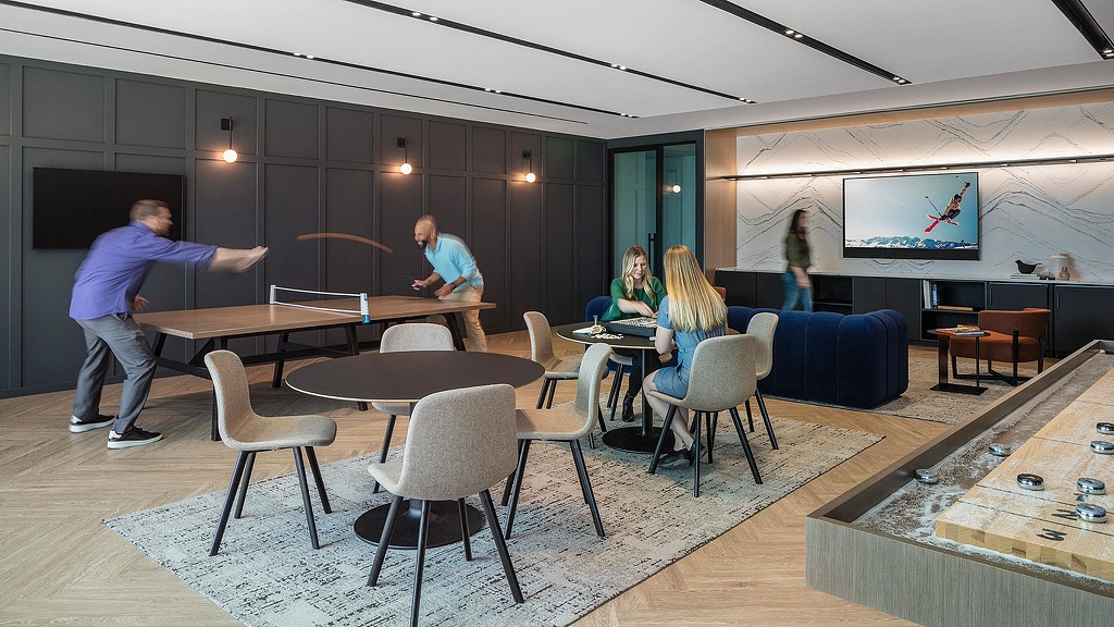 Modivcare lounge with ping pong table