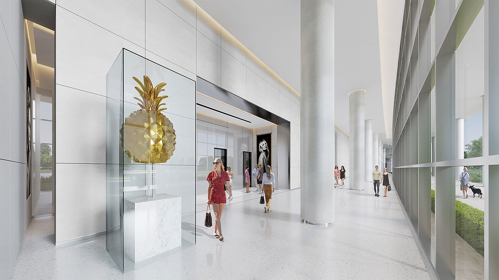 People walking in a building.