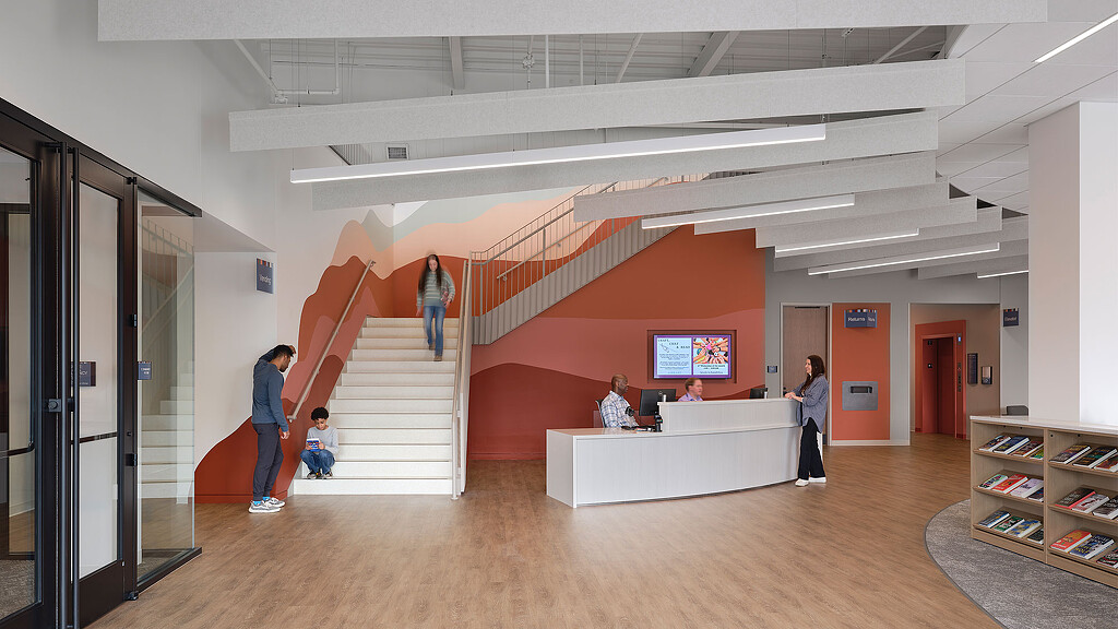 People in a library.