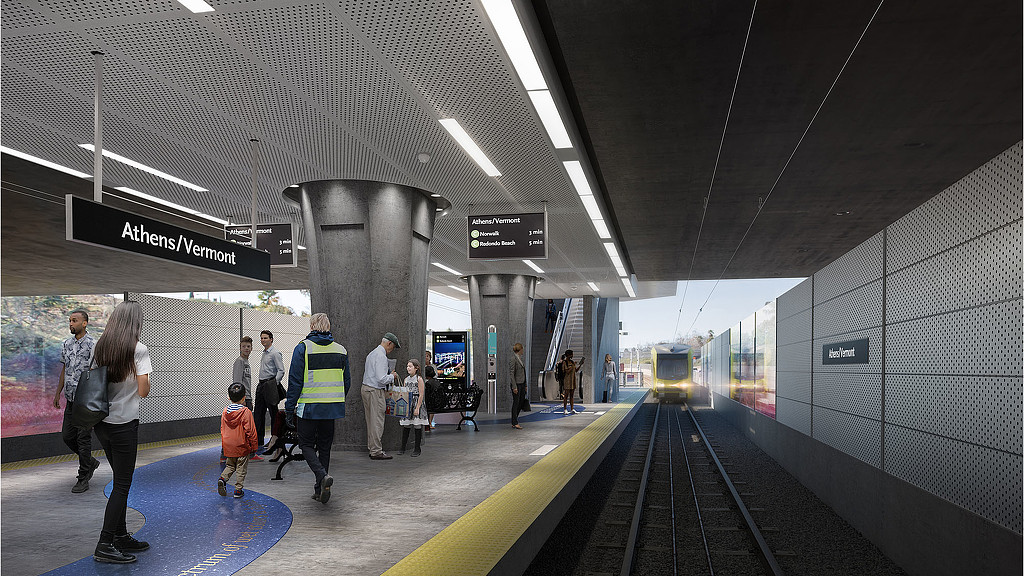 People waiting for a train.