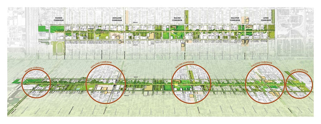A map of the Englewood Line Redevelopment Trail