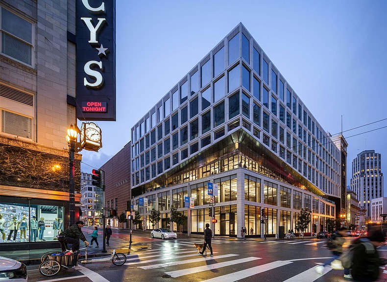 100 Stockton evening street view