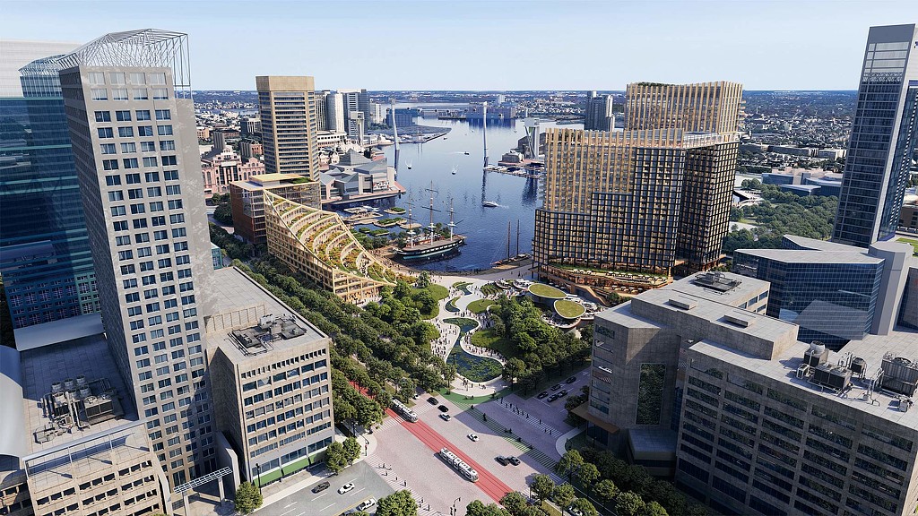 Baltimore Harborplace aerial rendering