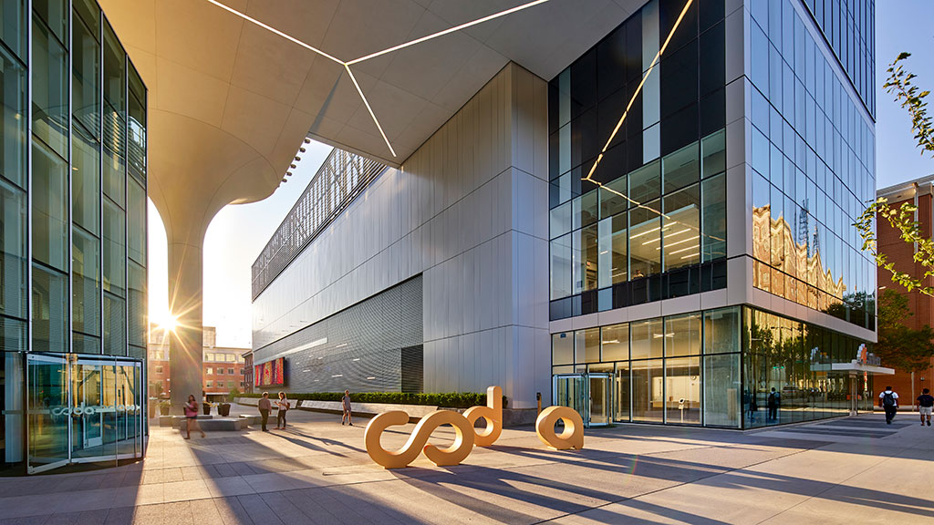 A building with glass walls.