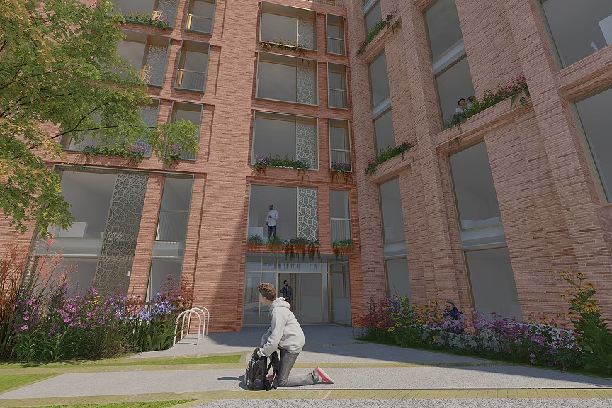 Holliday Street residential building courtyard rendering