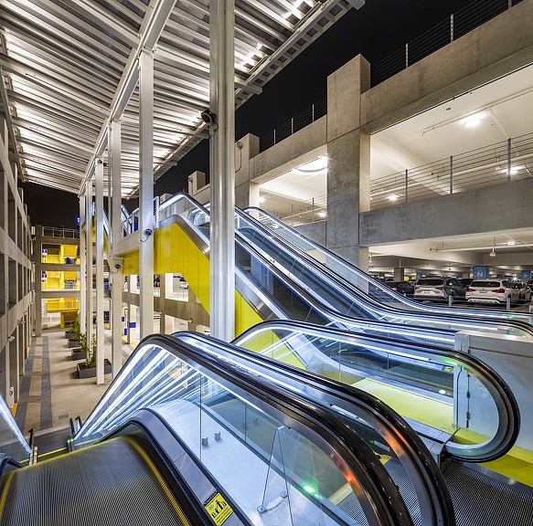 Economy Parking Garage escalators