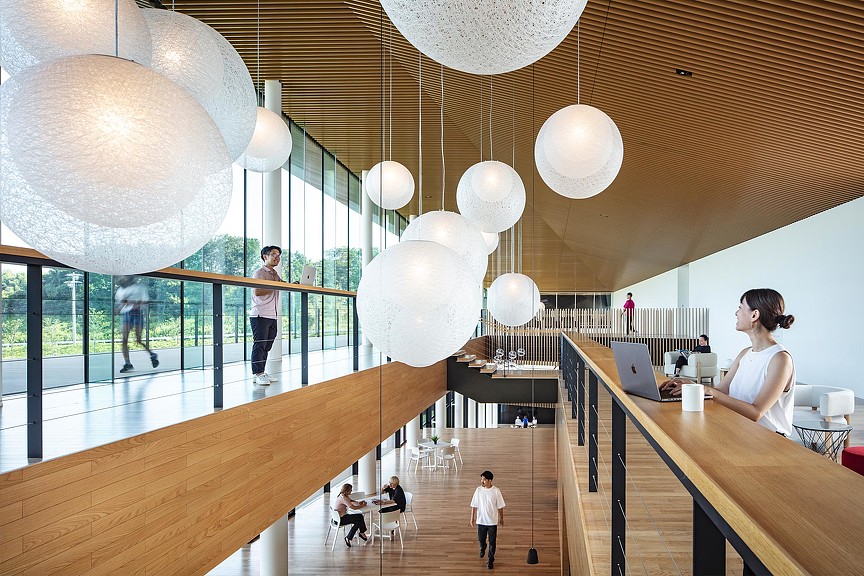 Maruwa Seto Factory interior with round lights