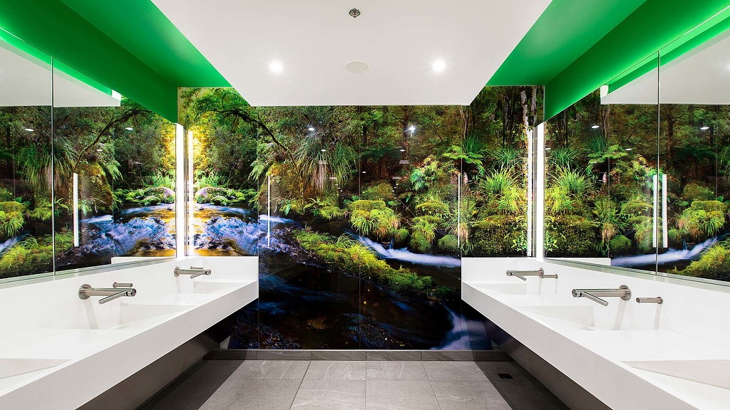Auckland airport restroom interior