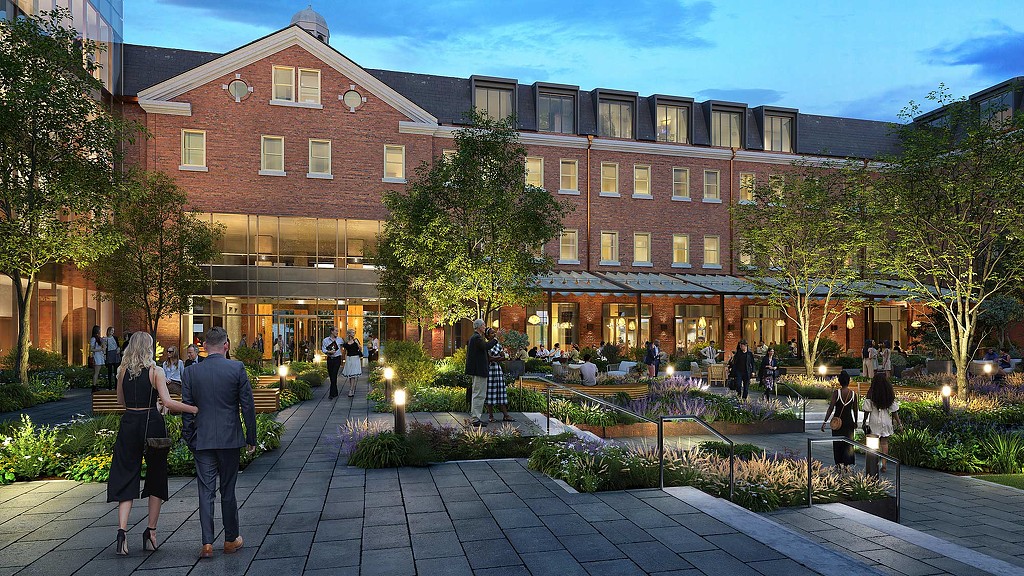 The Waylen Hotel exterior in the evening