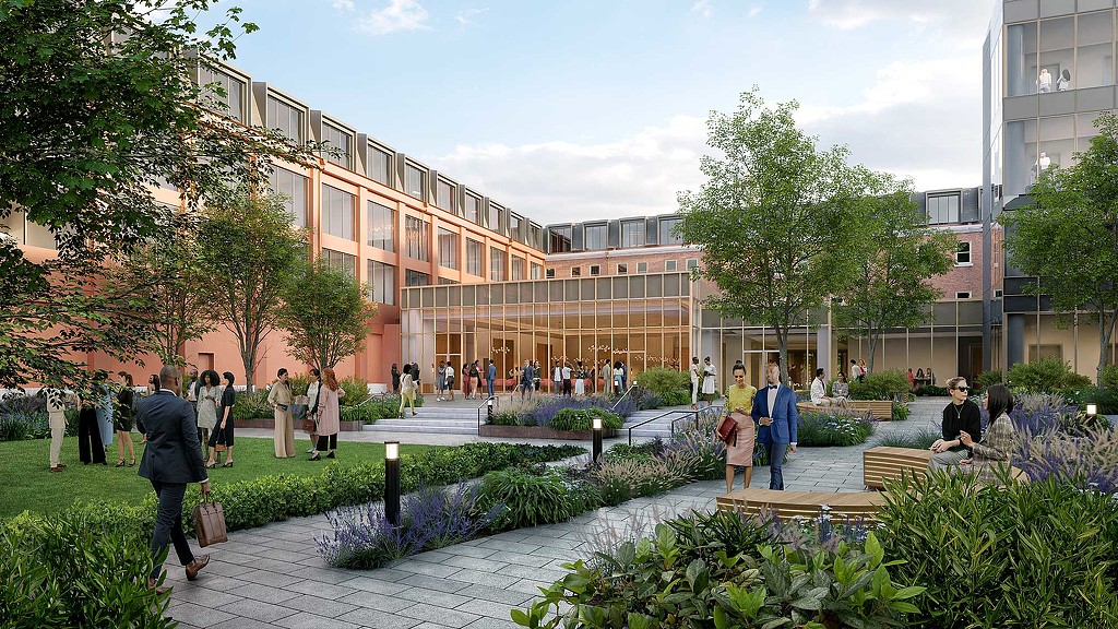 The Waylen Hotel courtyard rendering