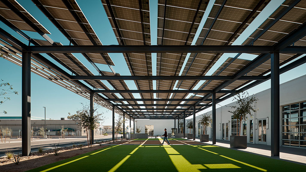 A large building with a large glass roof.