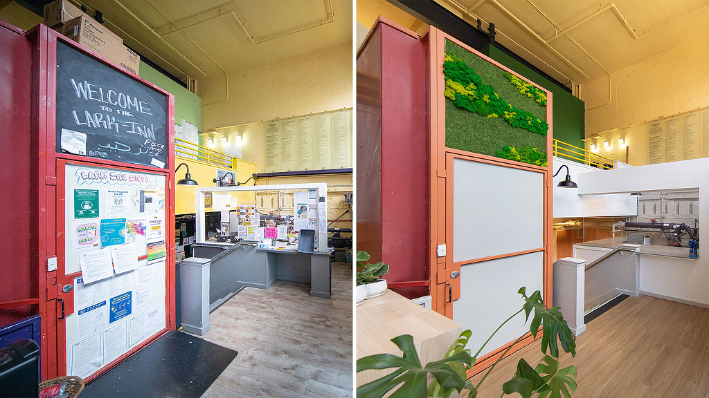 The Lark Inn before and after side-by-side composite