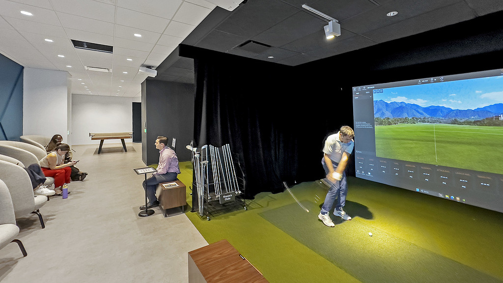 A person playing a video game.