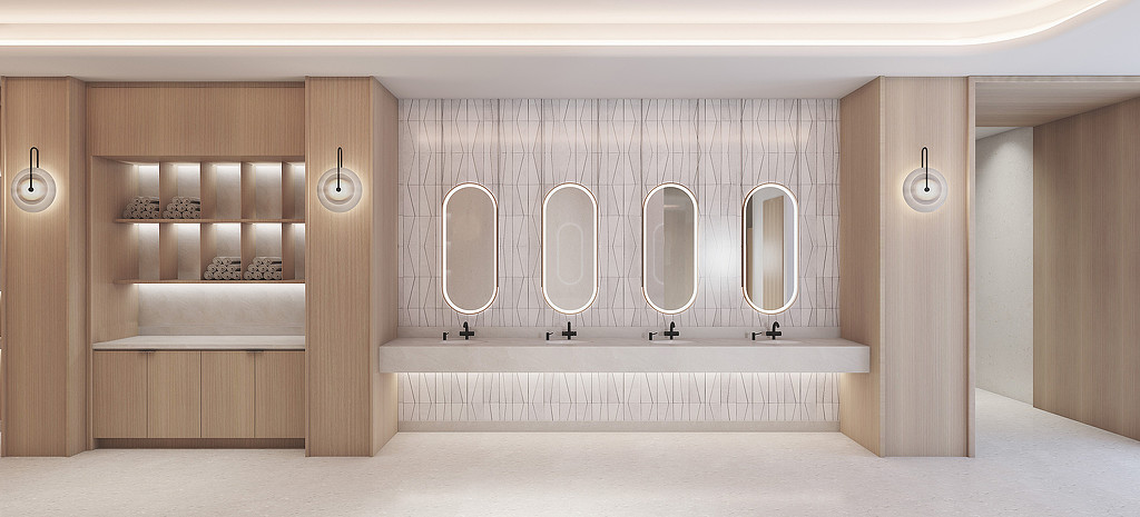 Phoenix Mercury Training Facility bathroom rendering