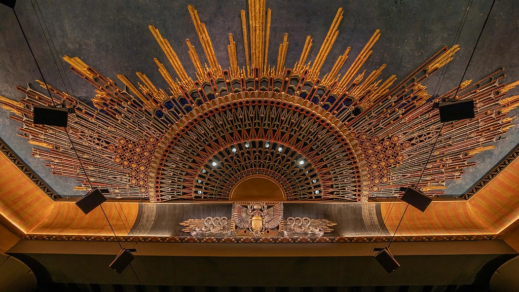 Close-up of The Egyptian Theatre art deco details