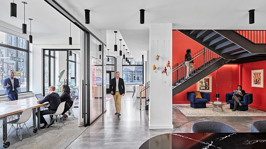 Interior hallway image of Gensler Detroit office.