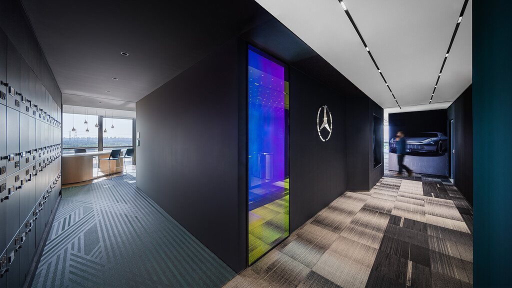 Mercedes-Benz R&D Center Shanghai hallway with logo