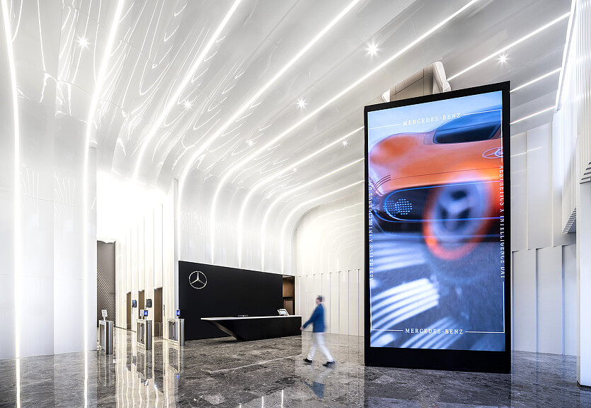Mercedes-Benz R&D Center Shanghai lobby with digital display