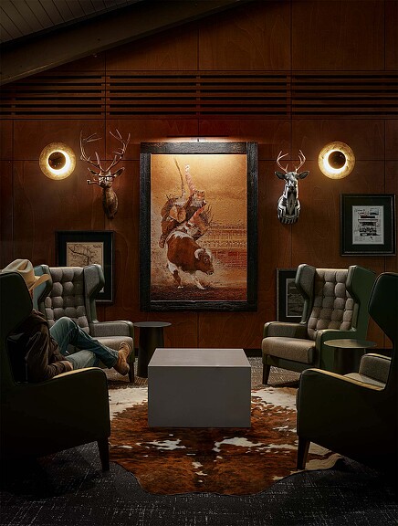 A person sitting in a living room.