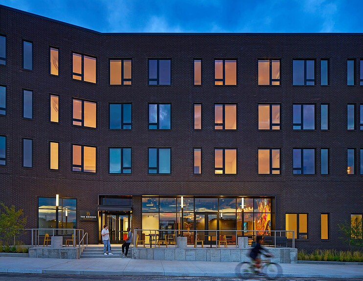 A building with many windows.