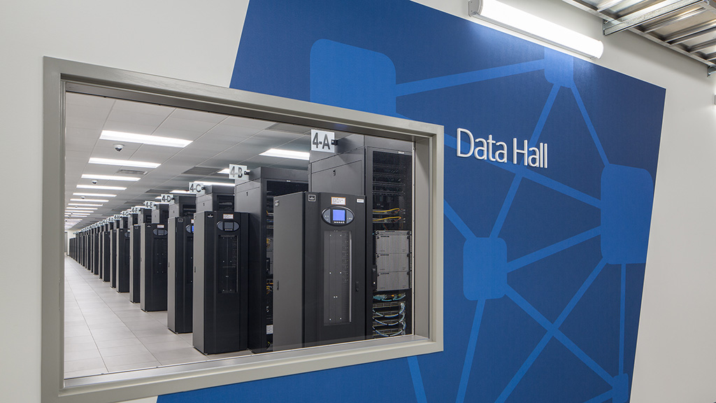 A computer server room.