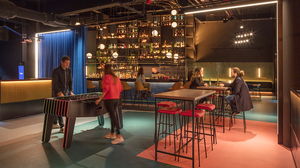 TOCA Social interior with bar and foosball table