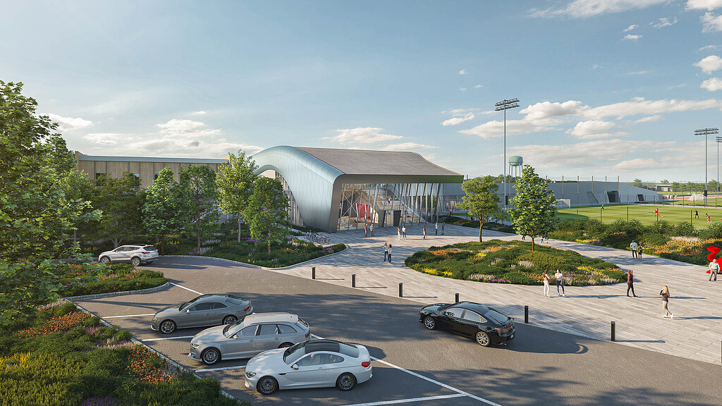 New York Red Bulls Training Complex and parking lot rendering