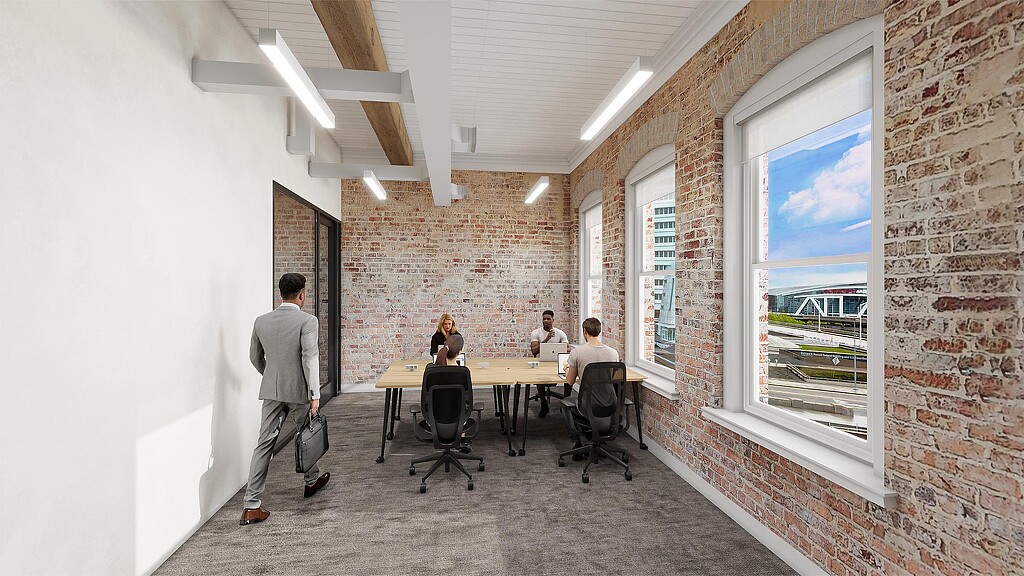 A group of people in a room.