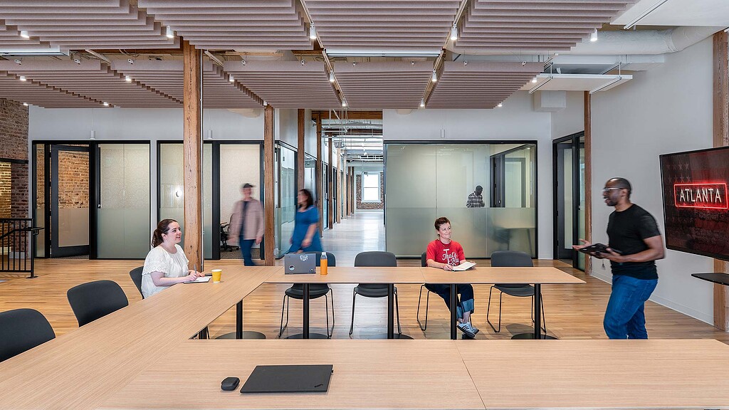 A group of people in a room.