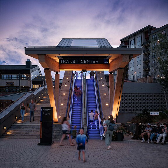 The new escalator at Steamboat Base Redevelopment
