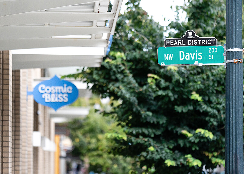 Cosmic Bliss sign on Davis Street