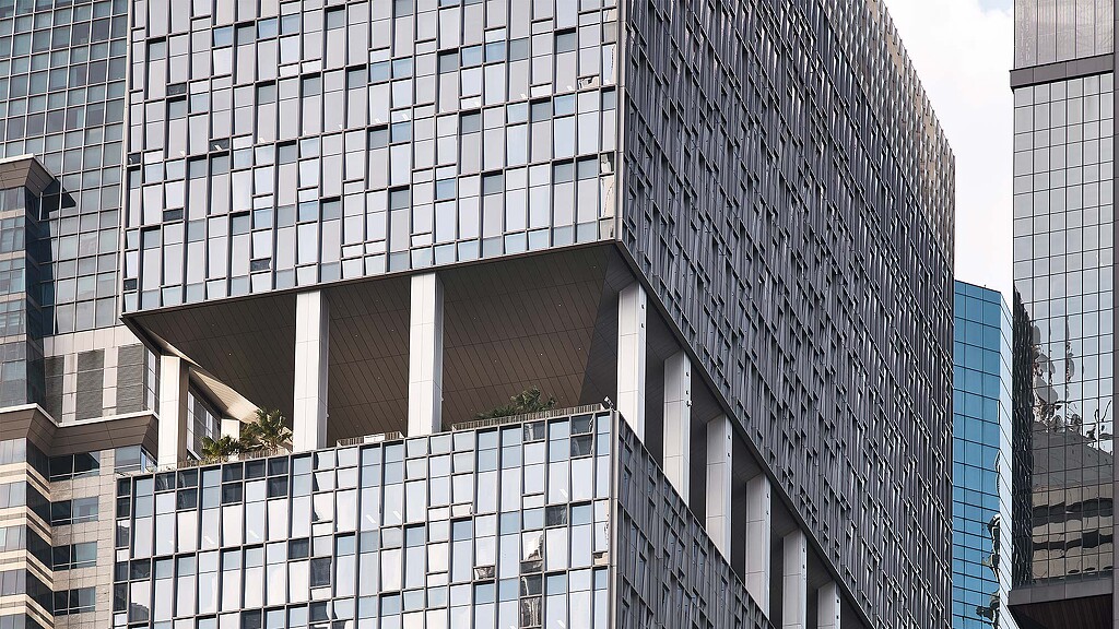 A low angle view of a building.