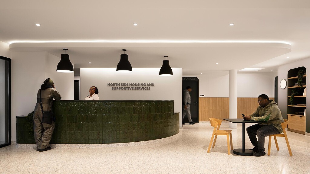 Reception desk at North Side Housing and Supportive Services