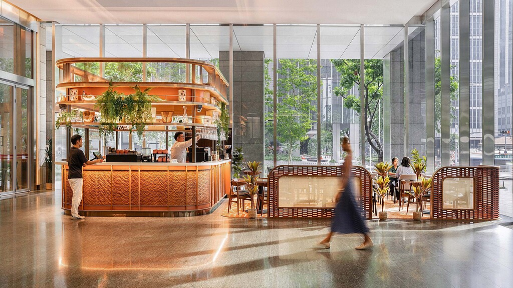 A person dancing in a large room.