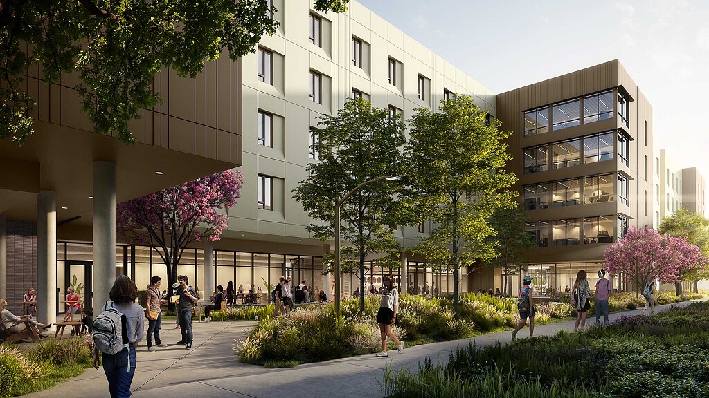 People walking on a sidewalk.