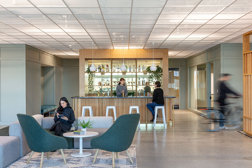 A group of people in a room.