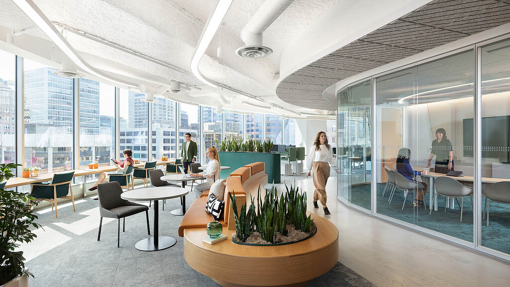 A group of people in a room.