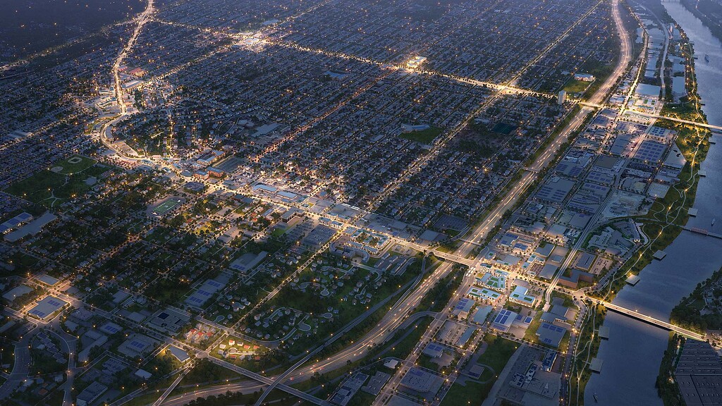 A city at night.