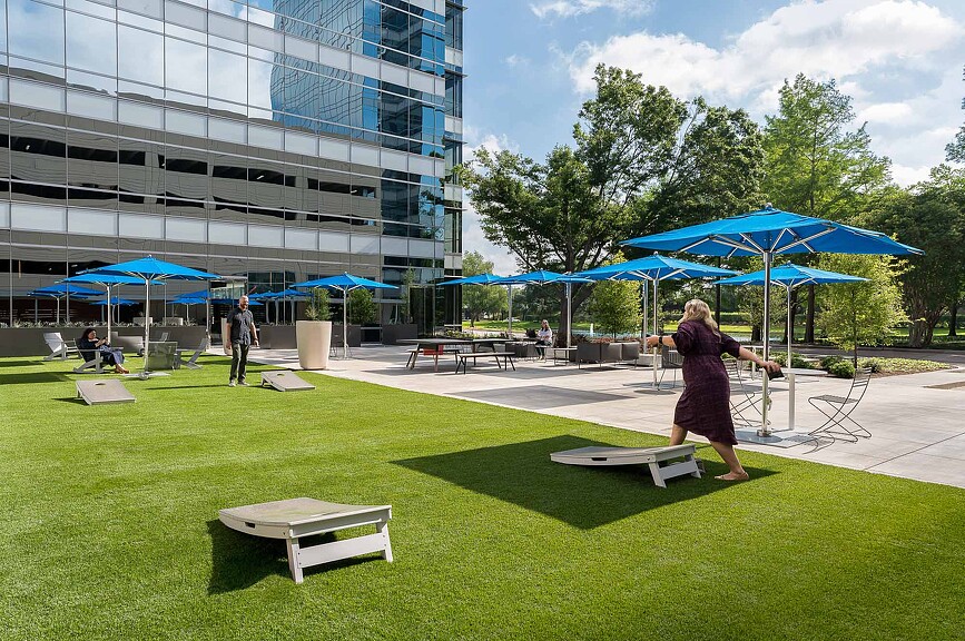 A person stands in a park.