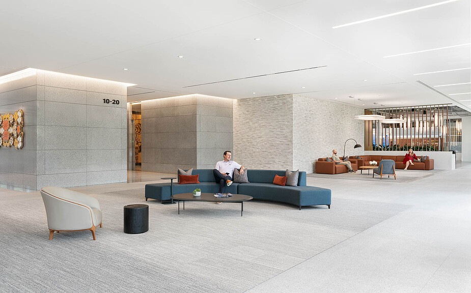 A person sitting on a couch.